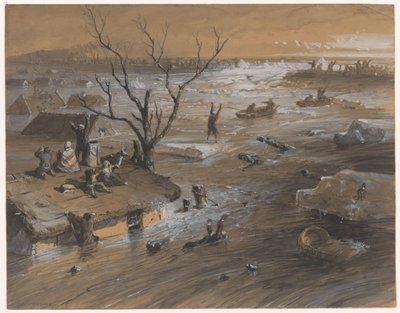 Padon repeämä Brakelissa, 4. tammikuuta 1861 (otsikko esineessä) tekijältä Johan Hendrik Weissenbruch (signed by artist)