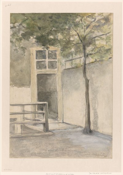 Näkymä sisäpihalle taiteilijan ateljeesta Kazernestraatissa Haagissa tekijältä Johan Hendrik Weissenbruch (signed by artist)