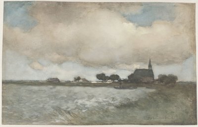 Näkymä kirkolle Noordse Dorpissa lähellä Noordenia Näkymä Noordse Dorpin kirkolle Noordenin lähellä tekijältä Johan Hendrik Weissenbruch