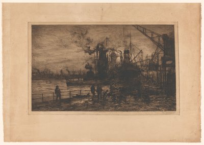 Näkymä Rotterdamin satamasta tekijältä Johan Hendrik van Mastenbroek (signed by artist)
