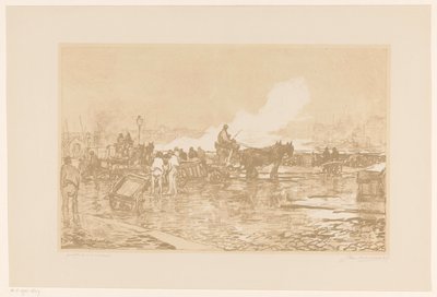 Satamanäkymä Rotterdamissa tekijältä Johan Hendrik van Mastenbroek (signed by artist)