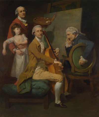 Omakuva hänen tyttärensä Maria Theresan, James Cervetton ja Giacobbe Cervetton kanssa tekijältä Johan Joseph Zoffany RA