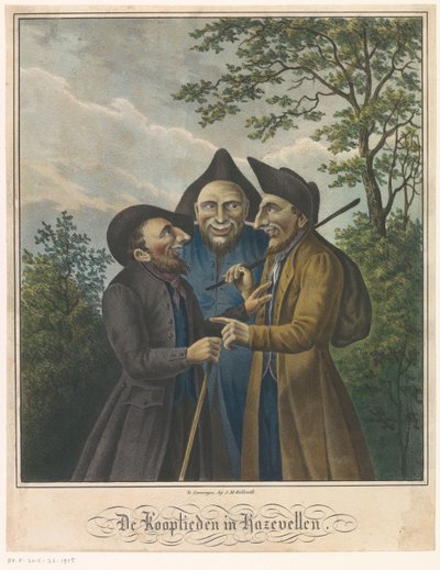 Kolme juutalaista kauppiasta The Merchants in Hazels (otsikko esineessä) tekijältä Johan Martin Billroth (possibly)
