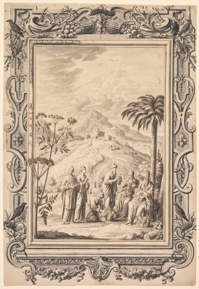 Kuvitus ja reunasuunnittelu Kupfer-Bibel Copper Biblelle, c. 1730. tekijältä Johan Melchior Füssli