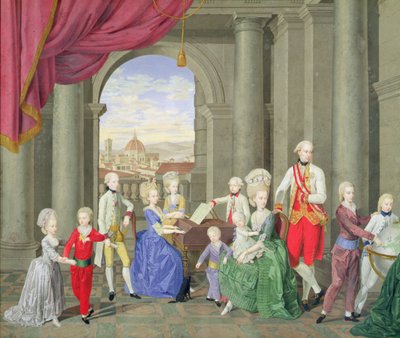 Peter Leopoldin, Toscanan suurherttua (1747-92), myöhemmin Pyhän Rooman keisarin Leopold II:n perhe, noin 1782 tekijältä Johan Moll