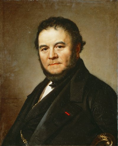 Runoilija Henri Beyle, jota kutsutaan Stendhaliksi ja joka on kirjoittanut teokset Le Rouge et le Noir ja La Chartreuse de Parme ... (maalaus kankaalle). tekijältä Johan Olaf Sodermark