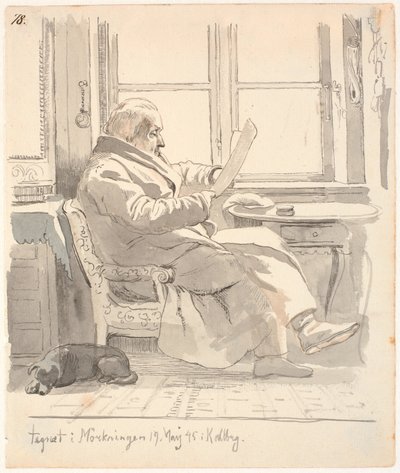 Muotokuva J. Th. Lundbyen isoisä, oikeusneuvoston jäsen ja tullivirkailija E. Bonnevie tekijältä Johan Thomas Lundbye