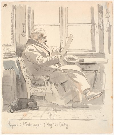 Muotokuva J. Th. Lundbyen isoisä, oikeusneuvoston jäsen ja tullivirkailija E. Bonnevie tekijältä Johan Thomas Lundbye