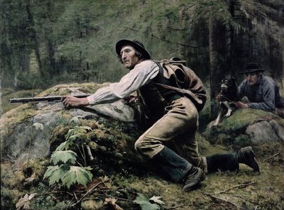 Hirvenmetsästys, 1889 tekijältä Johan Tiren