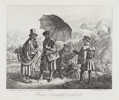 Taiteilijat matkallaan, pubi. 1819 tekijältä Johann Adam Klein