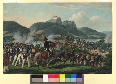 Paroni Hillerin johtamien itävaltalaisten joukkojen ylitys Hollenburgissa Draujoella 19. syyskuuta 1813 tekijältä Johann Adam Klein