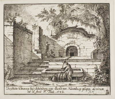 Kaunis suihkulähde lähellä Schönburgia tekijältä Johann Alexander Thiele