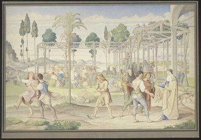 Viinitarhan työntekijöiden vertaus, joka on saanut inspiraationsa Primaticcion teoksesta ”Vertumnuksen puutarha” ja Poussin teoksesta ”Floran valtakunta” tekijältä Johann Anton Ramboux