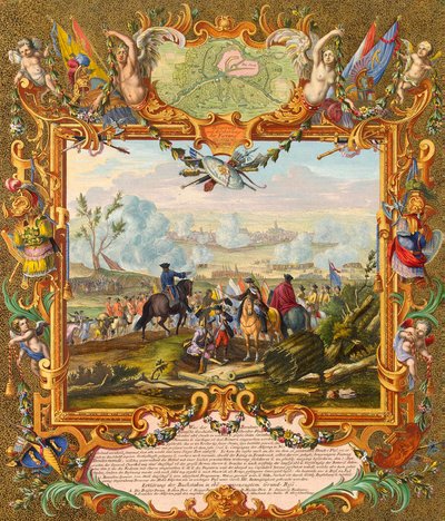 Liittoutuneiden joukkojen vangitsema Audenarden linnoitus vuonna 1708, 1700-luvun alku. tekijältä Johann August Corvinus