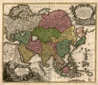 Asiae recentissima delineatio, qua status et imperia totius orientis unacum orientalibus indiis exhibentur LOC 2007627524 tekijältä Johann Baptist Homann