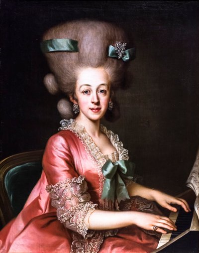 Muotokuva cembaloa soittavasta naisesta, 1700-luvun viimeinen neljännes (öljy kankaalle) tekijältä Johann Baptist I Lampi
