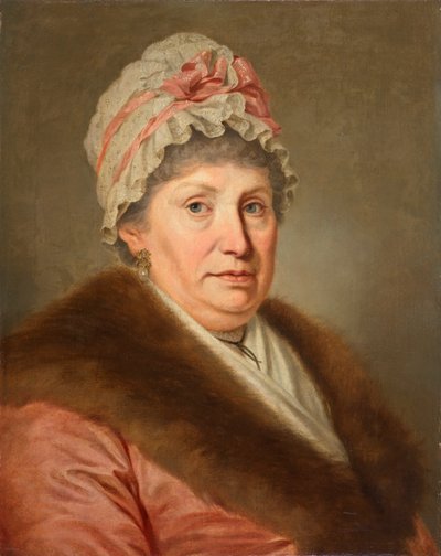Porvarillinen nainen pitsihupulla ja turkiskaulus tekijältä Johann Baptist Lampi d. Ä.