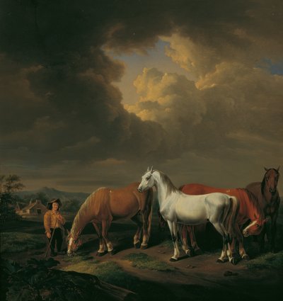Viisi maatilan hevosta tekijältä Johann Baptist Michael Dallinger von Dalling