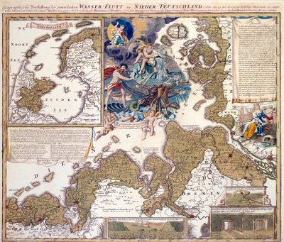 Kartta vuoden 1717 joulutulvasta tekijältä Johann Baptista Homann