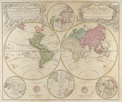 Planiglobii Terrestris Mappa Universalis..., 1746 tekijältä Johann Baptista Homann