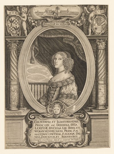 Louise Anhalt-Dessausta 1631-1680, Legnican, Brzegin, Wolowin ja Olawan herttuatar, n. 1660. tekijältä Johann Baptista Paravicini