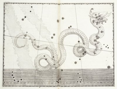 Käärmeen pään ja käärmeen hännän tähdistö, n. 1603 tekijältä Johann Bayer
