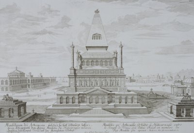 Halikarnassoksen mausoleumi, Bodrum, Turkki, luonnoksesta Historic Architecture, 1721 tekijältä Johann Bernhard Fischer von Erlach