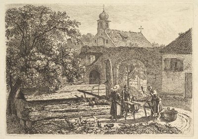 Pesu arteesisessa kaivossa, 1817. tekijältä Johann Christian Erhard