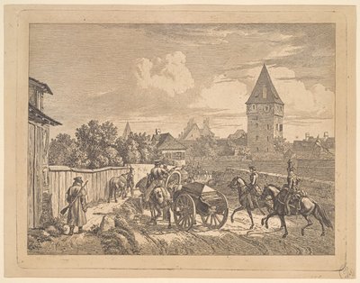 Venäläiset lanserit saattamassa rykmentti Cassonnea, 1816. tekijältä Johann Christian Erhard