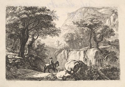 Ratsastaja rotkossa, 1800-luku. tekijältä Johann Christian Erhard