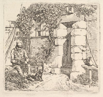 Vanha mies ja hänen Pomeranian koiransa, 1817. tekijältä Johann Christian Erhard