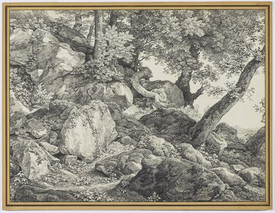 Palazzo Chigin puistossa Aricciassa, 1818 (grafiitti ja musta liitu paperille) tekijältä Johann Christian Reinhardt
