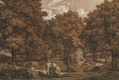 Arkadian maisema kolmella hahmolla järvellä, 1792. tekijältä Johann Christian Reinhart