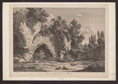 Albanon teatterin jäännös (paimen lampaineen raunioiden keskellä) tekijältä Johann Christian Reinhart
