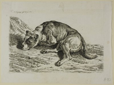 Koiran makaaminen, teoksesta The Second Succession of the Thief tekijältä Johann Christian Reinhart