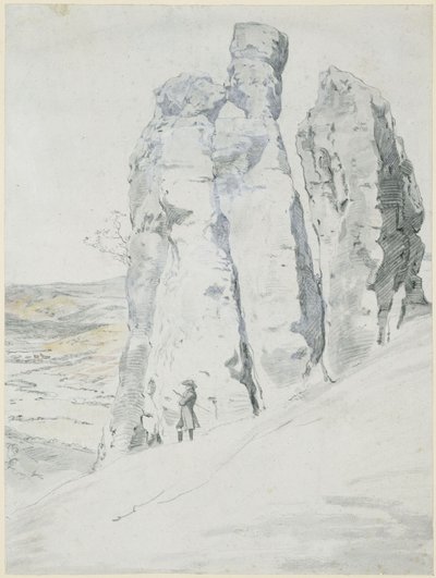 Kallioalue "Munkki ja nunna" Eisenachin lähellä Thüringenissä tekijältä Johann Christian Reinhart