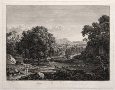 Sankarillinen maisema: karja ylittää joen, 1795. tekijältä Johann Christian Reinhart