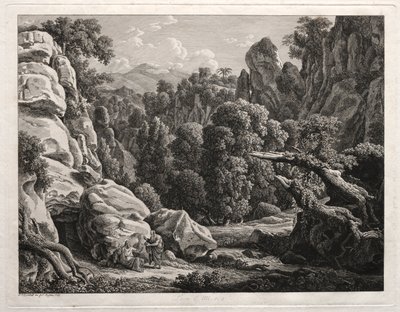 Sankarillinen maisema: Maisema Kristuksen kiusauksen kanssa, 1799. tekijältä Johann Christian Reinhart