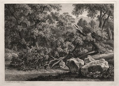 Sankarillinen maisema: Satyyri soittaa huilua, 1795. tekijältä Johann Christian Reinhart