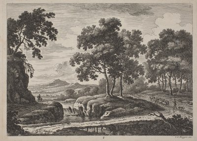 Panoraamamaisemat jokimatkailijoiden kanssa tekijältä Johann Christoph Dietzsch