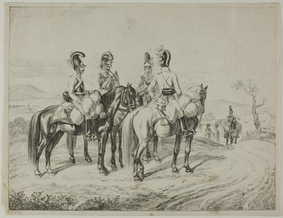 Neljä Cuirassieria rinteessä tekijältä Johann Christoph Erhard