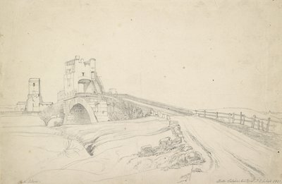 Ponte Salario lähellä Roomaa, 1821 (grafiitti luonnonvalkoiselle paperille). tekijältä Johann Christoph Erhard