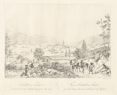 Radstadt lähellä Tauernia tekijältä Johann Christoph Erhard and Johann Adam Klein after Carl Ludwig Friedrich Viehbeck
