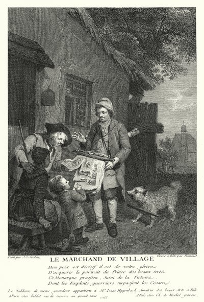 Kyläkauppias (kaiverrus) tekijältä Johann Conrad Seekatz
