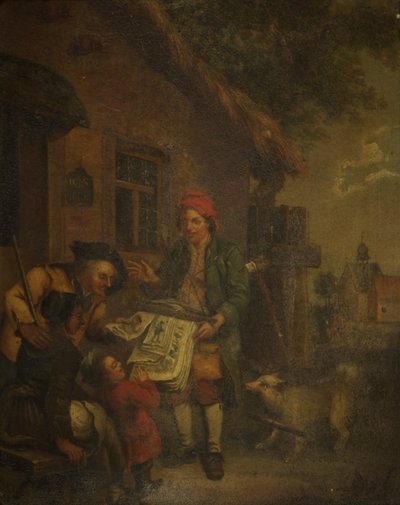 The Village Printseller (öljy kuparille) tekijältä Johann Conrad Seekatz