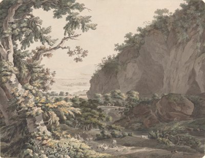Metsäinen laakso, jossa on kallioita tekijältä Johann Conrad Steiner