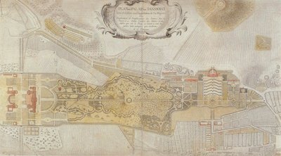 Potsdamin Sanssoucin Frederician puiston suunnitelma, 1772. tekijältä Johann David Schleuen