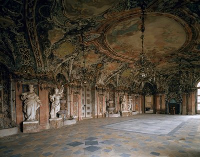 Näkymä Weissensteinin linnan suuresta salista, arkkitehti Johann Dientzenhofer (1663-1726) 1714 Pommersfelden, Saksa tekijältä Johann Dientzenhofer