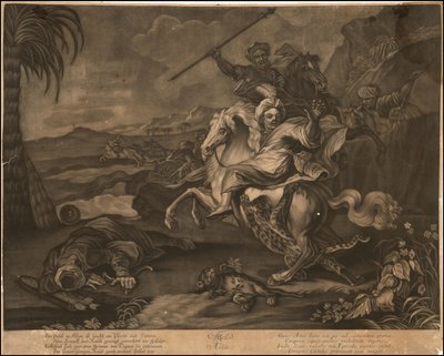 Ca. 1770 Aasian allegorinen sekatintta. tekijältä Johann Elias Ridinger