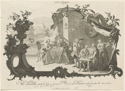 Das Brettspiel (Naiset ja herrat pelaamassa lautapelejä) tekijältä Johann Esaias Nilson